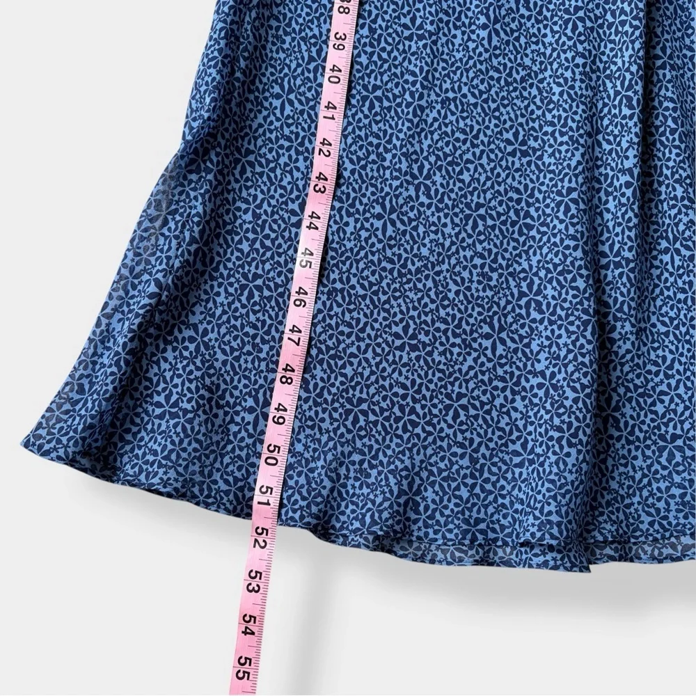 Talbots Silk Maxi Dress Ditsy Floral Blue Cottagecore Academia Layered Look